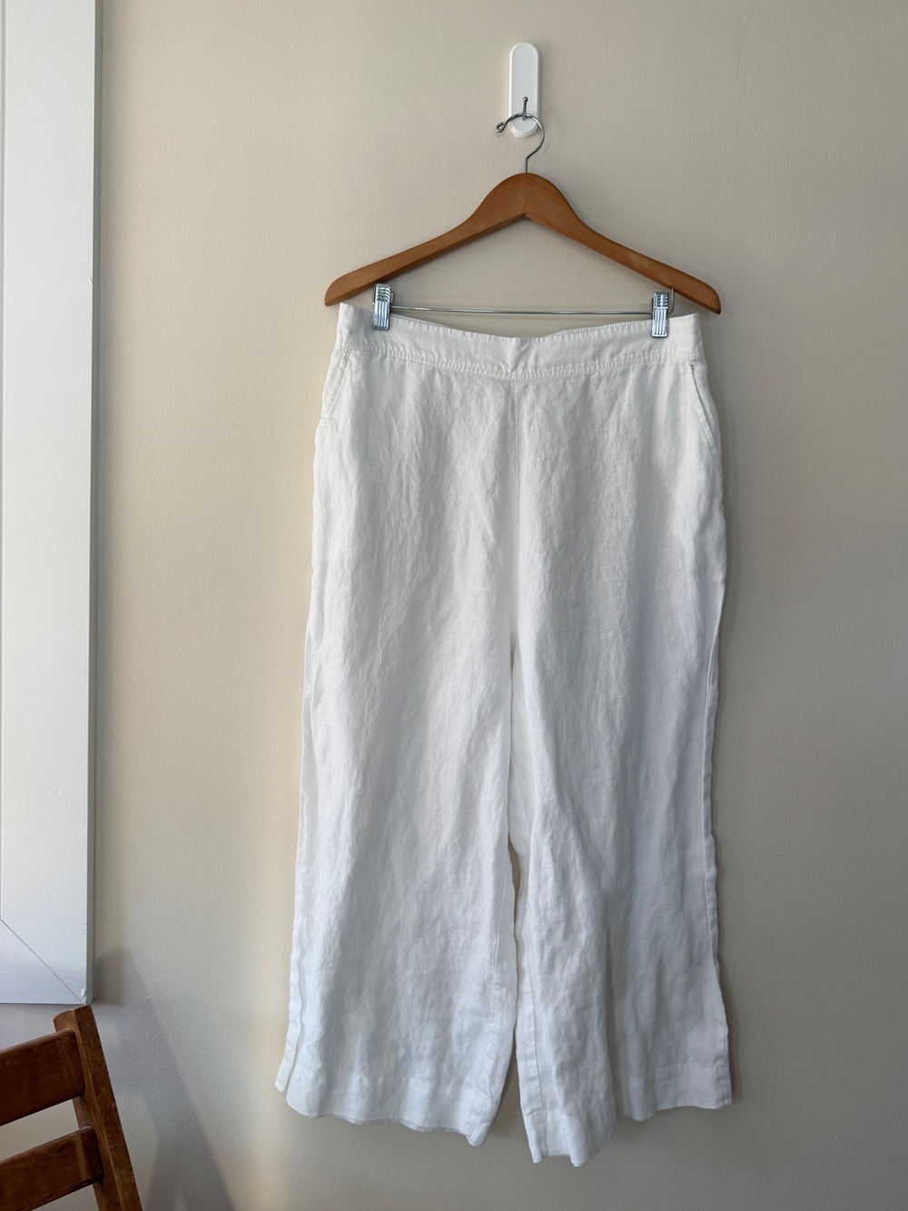 Cloth And Stone White Linen Wide-Leg Cropped Pant